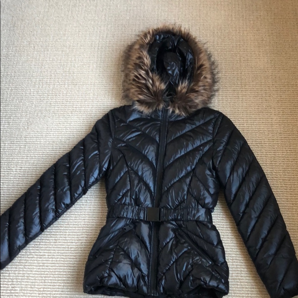 H&M Cinched Waist Black Puffer Coat
